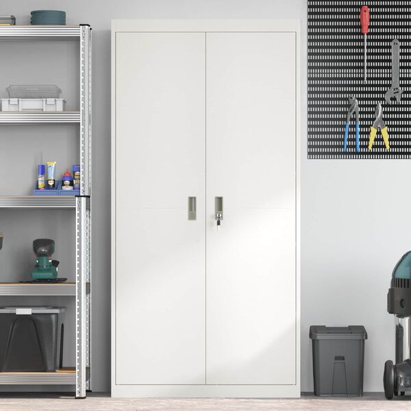 vidaXL Шкаф за съхранение 2 pcs Бял 90 x 40 x 180 cm Стомана