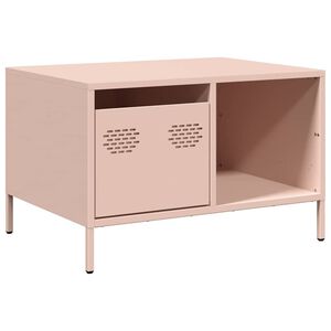 vidaXL Маса за кафе, розова, 68,5x50x43,5 см, студеновалцувана стомана
