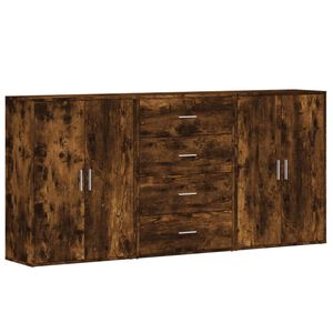 vidaXL Сайдборди, 3 бр, опушен дъб, 60x31x84 см, инженерно дърво
