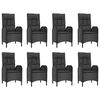vidaXL Градински трапезен комплект възглавници 9 части черен полиратан