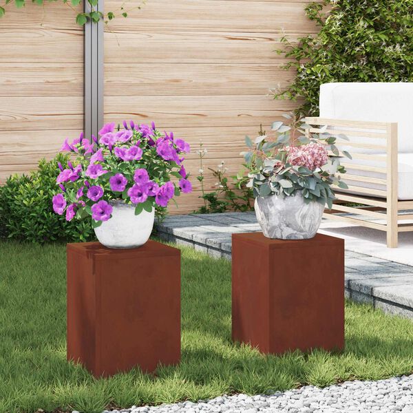 vidaXL Стойка за растения 2 pcs Ръждясало 24 x 24 x 35 см