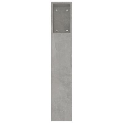 vidaXL Табла за легло тип шкаф, бетонно сива, 220x18,5x104,5 см