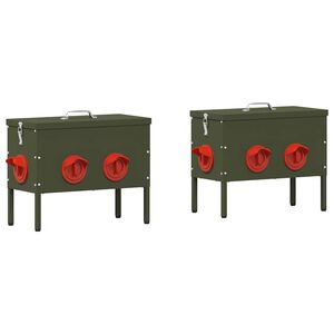 vidaXL Кокошарник 2 Маслинено зелено 41,5 x 20,5 x 33 см 15 kg