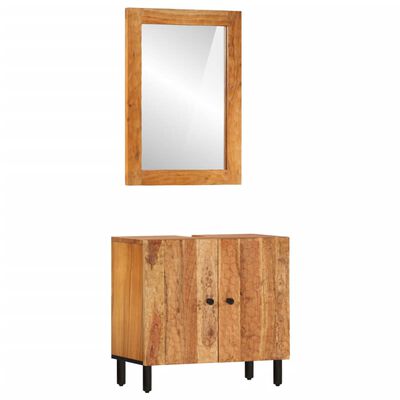 vidaXL Комплект с шкаф за баня, 2 части, масивна акациева дървесина