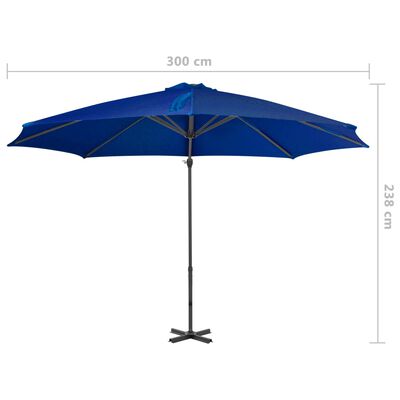 vidaXL Градински чадър чупещо рамо и алуминиев прът лазурен 300 см
