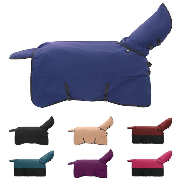 vidaXL Конско одеяло Тъмен зелен и черен 115 cm Полиестер