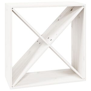 vidaXL Шкаф за вино, бял, 62x25x62 см, борово дърво масив