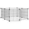 vidaXL 8-панелен кът за домашни любимци с врата, черна, 70x70x35 см, стомана