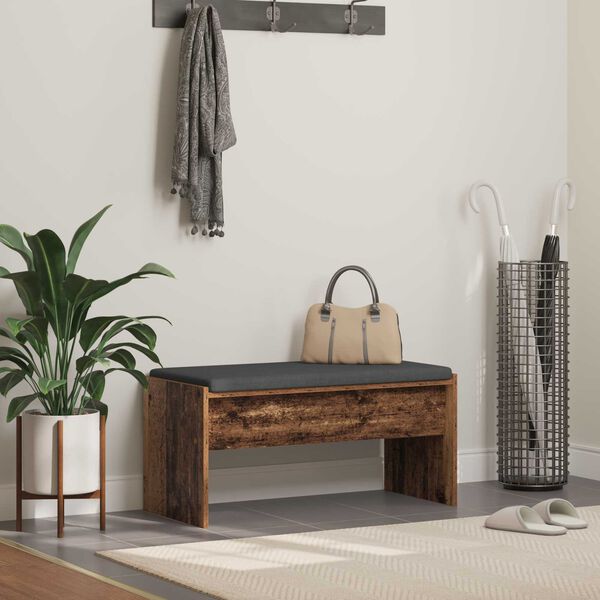 vidaXL Пейка за коридор с възглавница Старо дърво 83 x 38 x 40 см