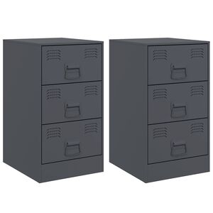 vidaXL Нощни шкафчета, 2 бр, антрацит, 34,5x39x62 см, стомана
