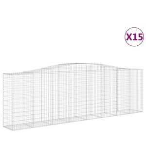 vidaXL Габионни кошници арка 15 бр 400x50x120/140см поцинковано желязо