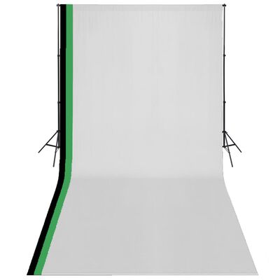vidaXL Комплект за фото студио 3 памучни фона регулируема рамка 3х6 м