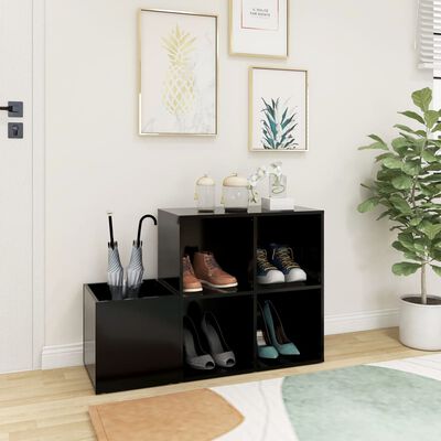 vidaXL Шкаф за обувки за антре, черен, 105x35,5x70 см, ПДЧ