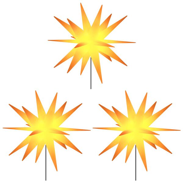 vidaXL Коледни лампи с шипове, 3 бр, LED, сгъваеми, жълта, 35 см