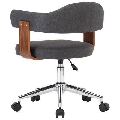 vidaXL Въртящ офис стол, сив, извито дърво и текстил