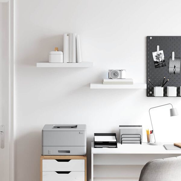 vidaXL Окачени стенни рафтове, 2 бр, бели, 50x23x3,8 см, МДФ