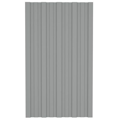vidaXL Покривни панели, 36 бр, поцинкована стомана, сиви, 80х45 см