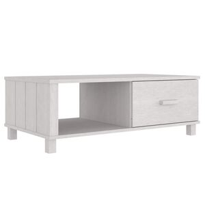 vidaXL Кафе маса HAMAR бяла 100x55x35 см борово дърво масив