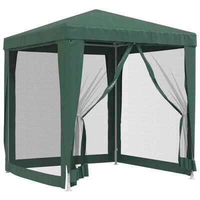 vidaXL Парти палатка с 4 мрежести странични стени зелена 2x2 м HDPE