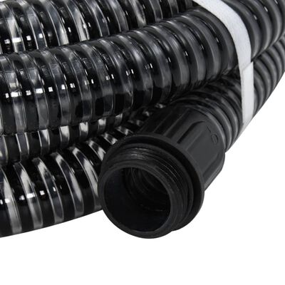vidaXL Смукателен маркуч с месингови съединители черен 1,1" 4 м PVC
