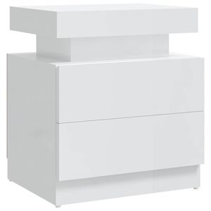 vidaXL Нощно шкафче, бял гланц, 45x35x52 см, инженерно дърво