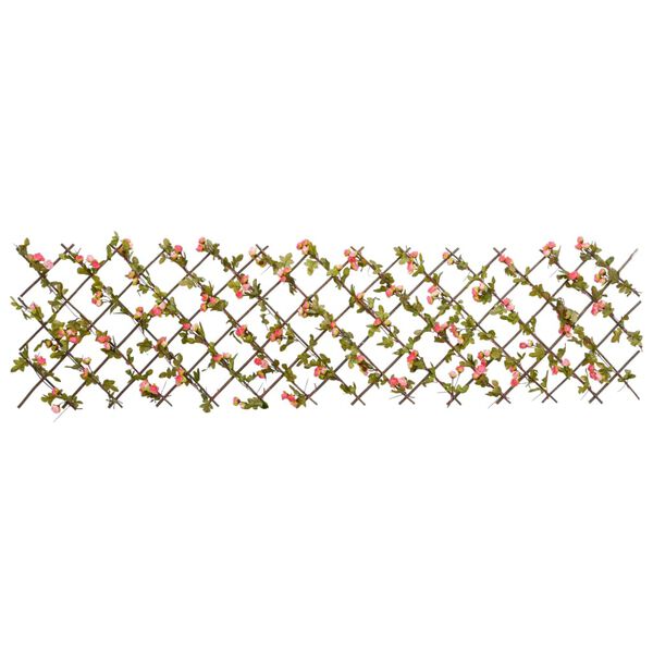 vidaXL Решетка изкуствен бръшлян разширяема 5 бр тъмнорозово 180x60 см