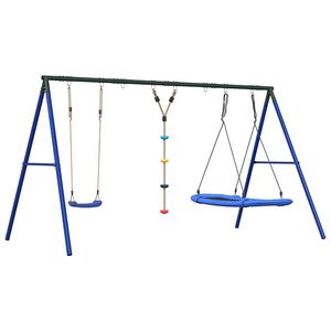 vidaXL Външен комплект с люлка седалка, люлка с дискове и люлка гнездо