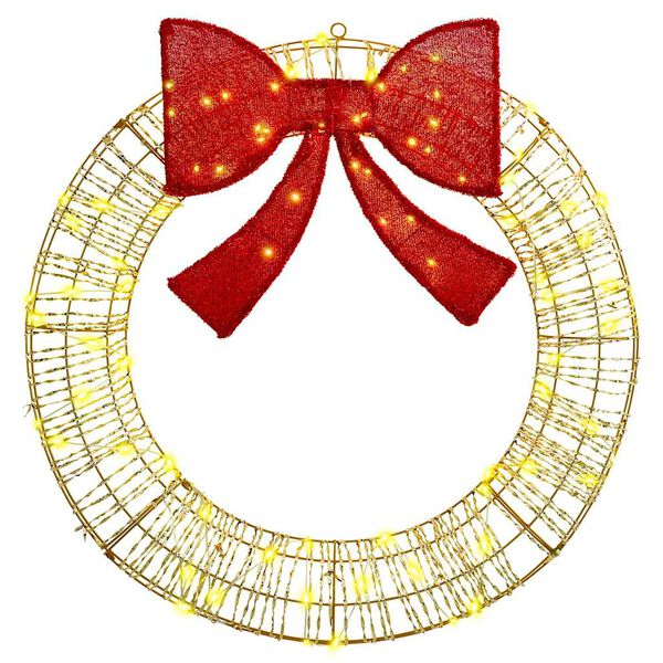 vidaXL Венец с 80 LED светодиода Топло бяло 91 x 91 x 9 см PET