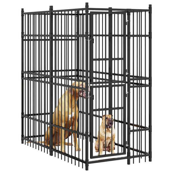vidaXL Дворна клетка за кучета, стомана, 1,84 м&sup2;