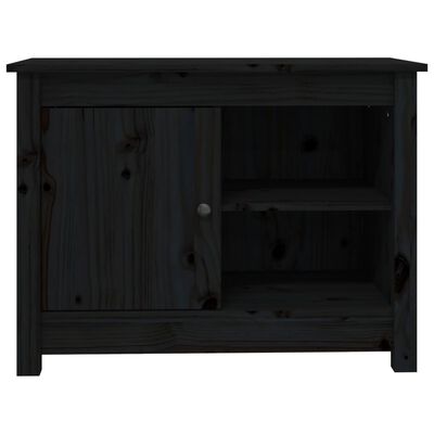 vidaXL ТВ шкаф, черен, 70x36,5x52 см, бор масив