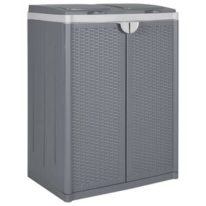 vidaXL Кош за боклук с 2 врати, сив, 65x45x88 см, PP