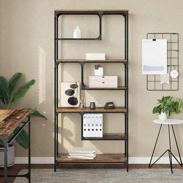 vidaXL Библиотека Старо дърво 81 x 36 x 176 см Инженерно дърво