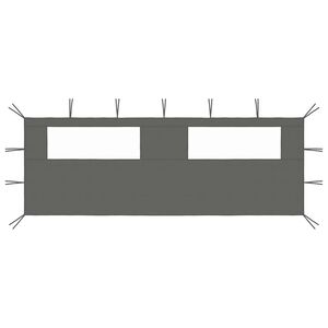 vidaXL Странична стена за шатра с прозорци, 6x2 м, антрацит