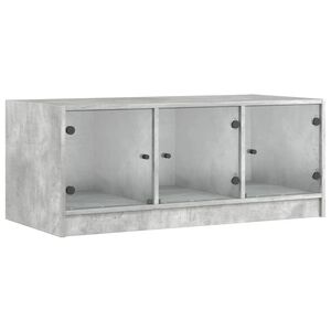vidaXL Маса за кафе със стъклени врати, бетонно сива, 102x50x42 см