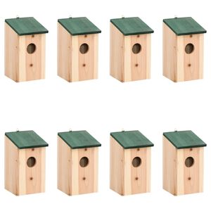 vidaXL Къщички за птички, 8 бр, дървени, 12x12x22 см