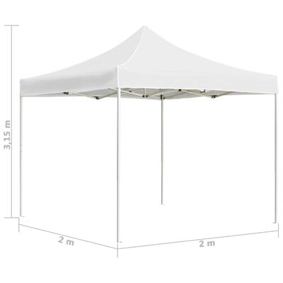 vidaXL Професионална сгъваема парти шатра, алуминий, 2x2 м, бяла