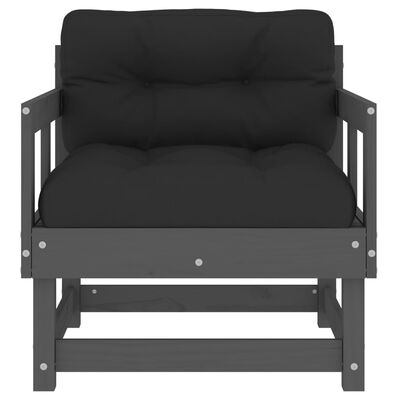 vidaXL Градински столове с възглавници, 2 бр, сиви, бор масив