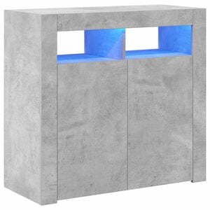vidaXL Сайдборд с LED светлини, бетонно сив, 80x35x75 см