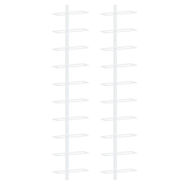 vidaXL Стойки за вино за 10 бутилки стенен монтаж 2 бр бели метални
