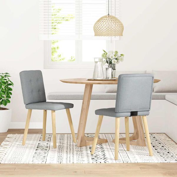 vidaXL Трапезни столове, 2 бр, светлосиви, текстил