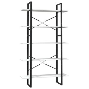 vidaXL 5-етажна библиотека, бяла, 100x30x175 см, борово дърво масив