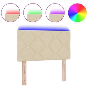 vidaXL Облегалка за глава С LED лентисти светлини Крем 80 cm текстил