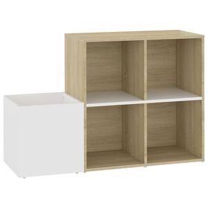vidaXL Шкаф за обувки бял и дъб сонома 105x35,5x70 см инженерно дърво