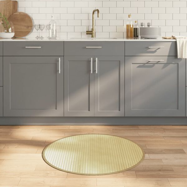 vidaXL Килим, кръгъл, светъл натурален, 80 см, бамбук