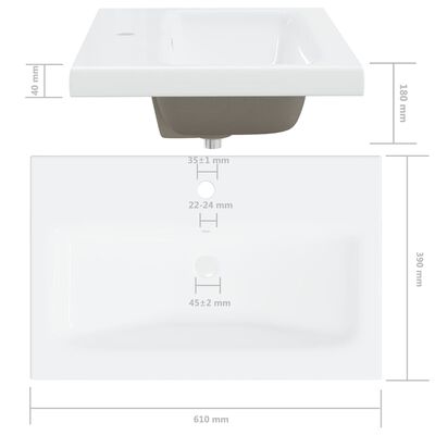 vidaXL Шкаф за баня с вградена мивка, бял, ПДЧ