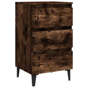 vidaXL Нощно шкафче с метални крака, опушен дъб, 40x35x69 см