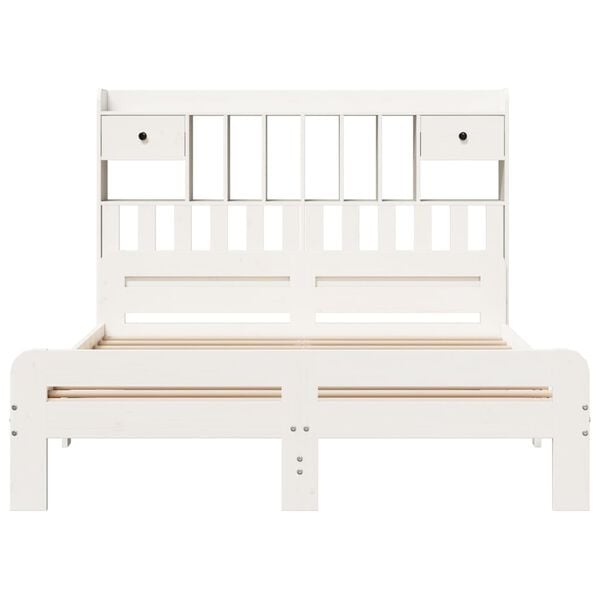 vidaXL Легло с етажерка за книги, без матрак, 140x190 см, бор масив