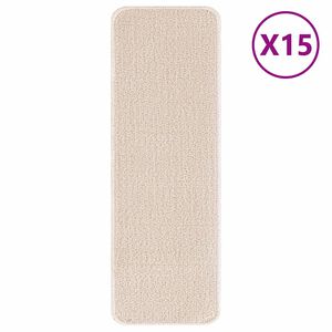 vidaXL Килимчета против подхлъзване за стълби 15 бр. 60 x 25 cm Крем