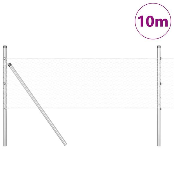 vidaXL Стълб за ограда. Сребрист 10 x 0,4 м (25 мм мрежа) Стомана