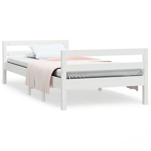 vidaXL Рамка за легло без матрак, бял, 90x200 см, бор масив